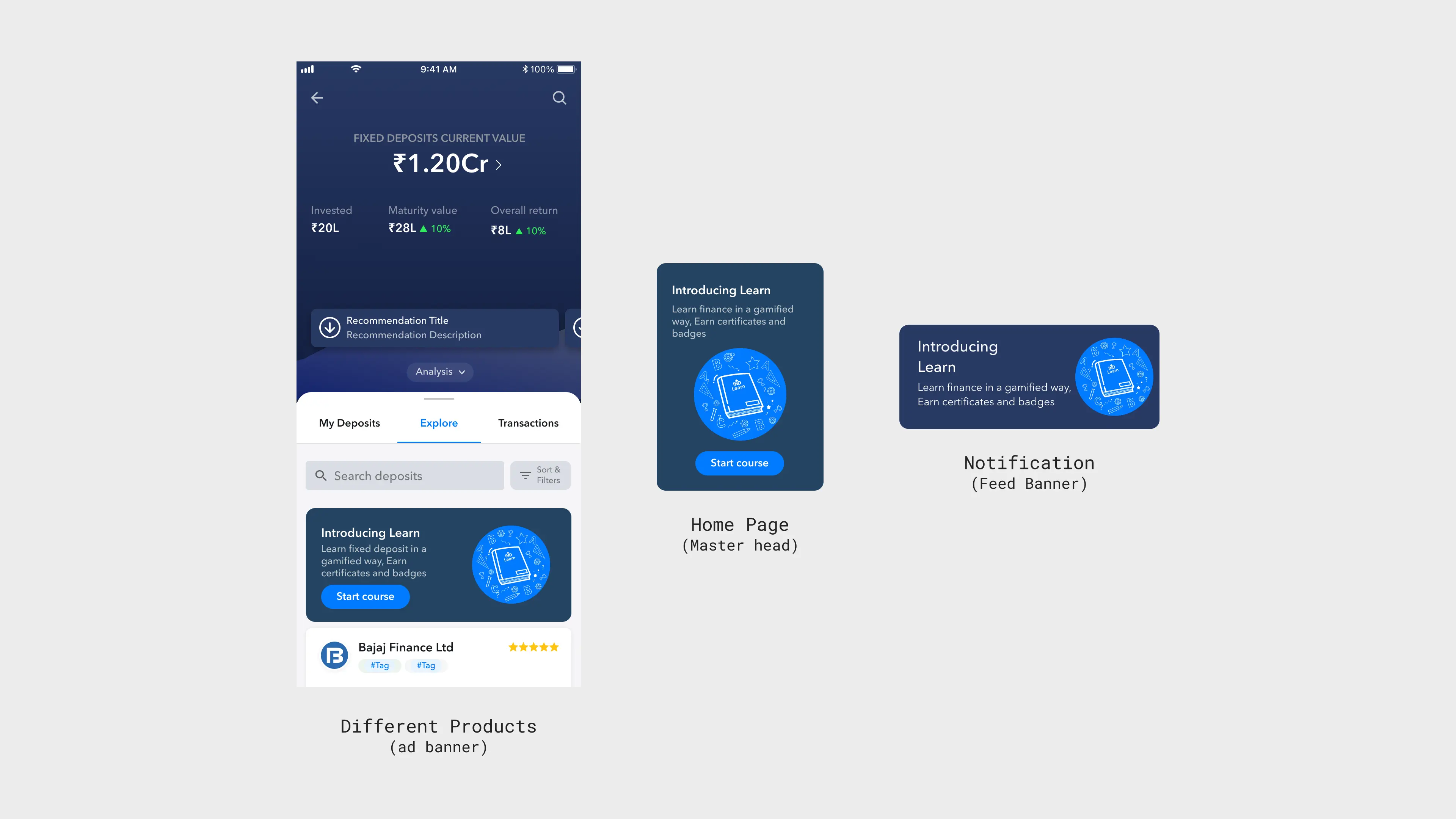 Learn entry points on a product page, the home screen and the notification feed